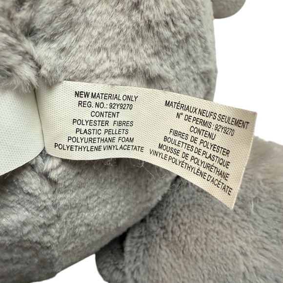 Pottery Barn Kids PBK Gray Elephant Beaded Feet Soft Grey Plush Bow Stuffed BIG - Picture 8 of 15